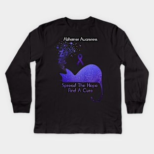 Alzheimer Awareness Spread The Hope Find A Cure Gift Kids Long Sleeve T-Shirt